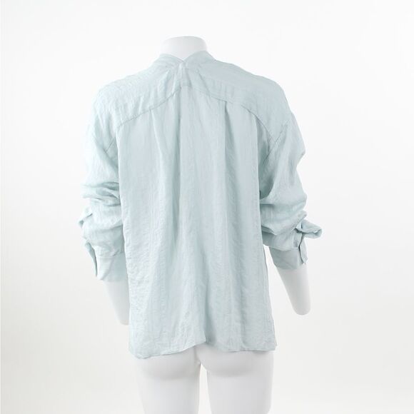 Vince Tonal Stripe V-Neck Blouse in Mint - Picture 3 of 5